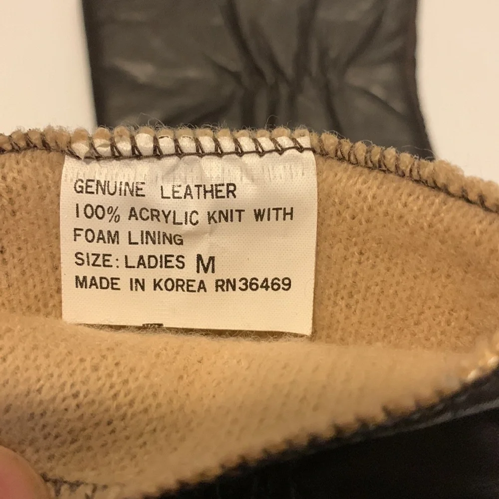 DARK Brown Leather Gloves with Lining Size M